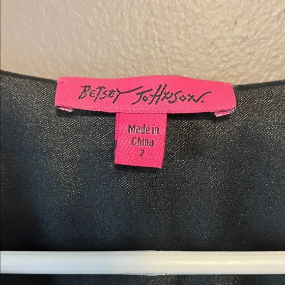 Betsey Johnson Black Wrap Tunic with Pink, Purple & Teal Accents - Picture 2 of 4